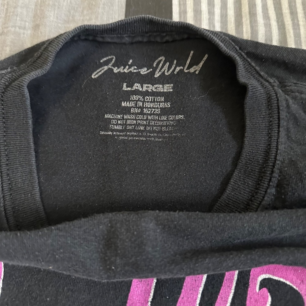 999 Juice WRLD Shirt Large Lucid Dreams Short Sleeve Rose Hip Hop Rap Black - Picture 3 of 4